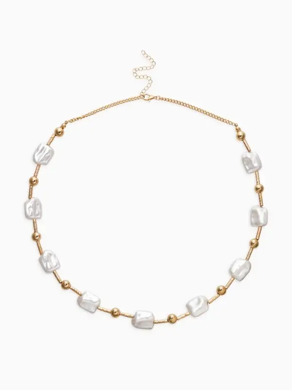 Бусы &laquo;Жемчуг. Майорика прямоугольник&raquo;, L=55 см, белые в золоте