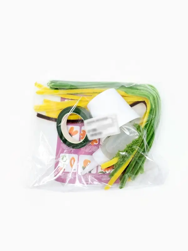 Набор для творчества цветы из пушистой проволоки в горшке, желтый  цветок