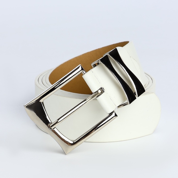 Ремень женский, ширина 3,3 см, винт, пряжка металл, цвет белый Ремень женский, ширина 3,3 см, винт, пряжка металл, цвет белый