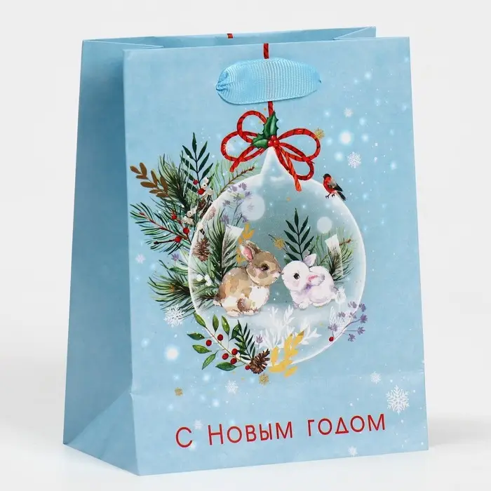 Пакет подарочный новогодний ламинированный «Нежность», 12 х 15 х 5.5 см