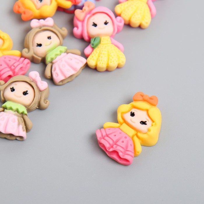 Декор для творчества пластик Декор для творчества пластик "Малышки в платьицах" набор 10 шт МИКС 2,1х1,4 см