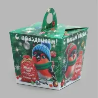 Коробка подарочная малая &laquo;Новогодние снегири&raquo;, 10&times;9.2&times;9.2 см, для сладких подарков