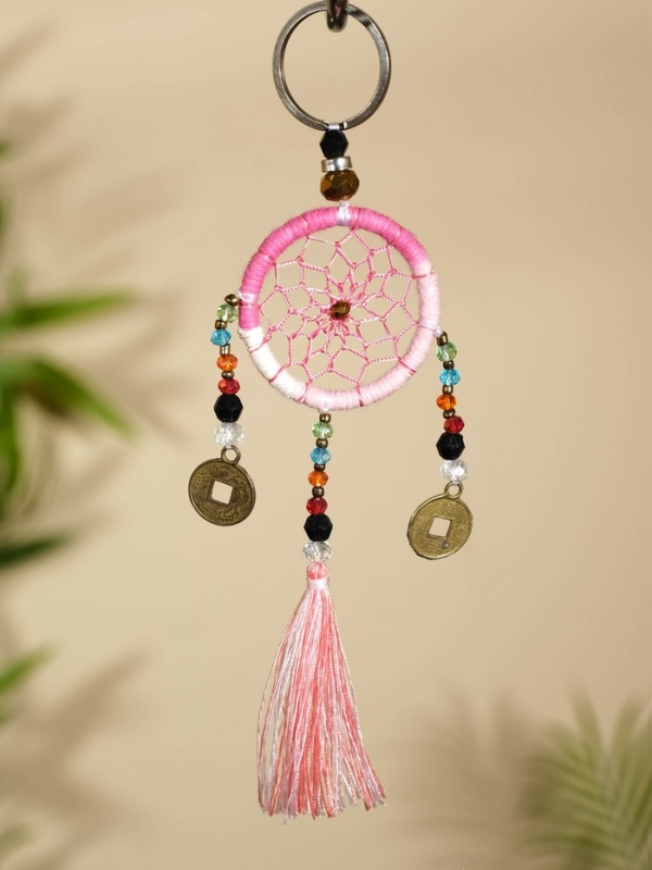 Брелок Брелок "Ловец снов" 4х15 см. бледно-розовый