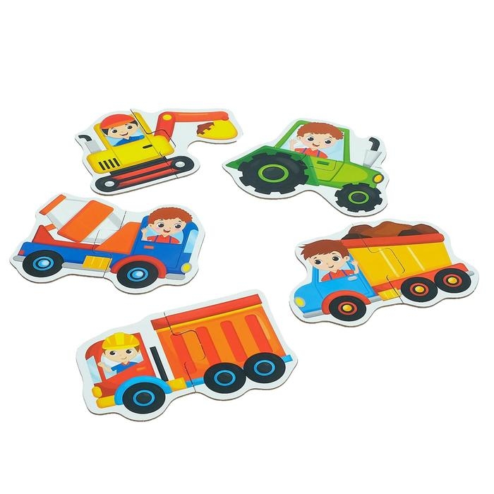 Макси пазлы «Машины на стройке», 5 пазлов, 10 деталей Макси пазлы «Машины на стройке», 5 пазлов, 10 деталей