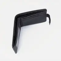 Портмоне мужское на кнопке, отдел для купюр, для карт, чёрное