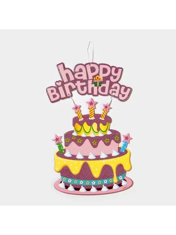 Украшение подвеска &laquo;С Днём Рождения&raquo;, 42&times;26 см, розовое