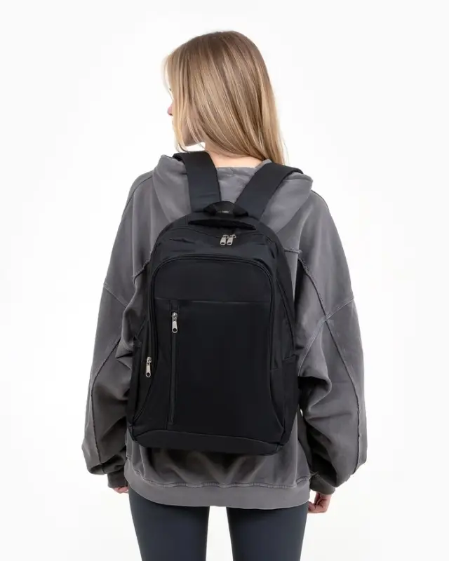 Рюкзак школьный на молнии, 4 кармана, размер 29.5&times;12.5&times;43 см, чёрный