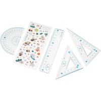 Набор чертежный M&G Summer Cha Cha (лин, транс, 2 треуг), в ПВХ конверте