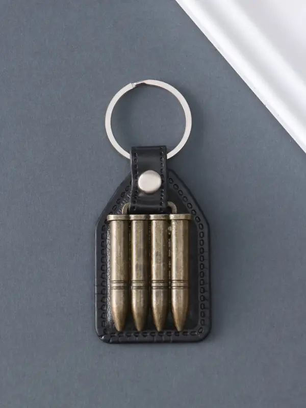 Кожаный брелок для ключей на кольце &laquo;Пули&raquo;, (кожзам), 6.8&times;4 см