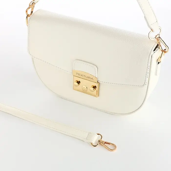 Сумка женская мессенджер TEXTURA на клапане, 23&times;6&times;15 см, белая