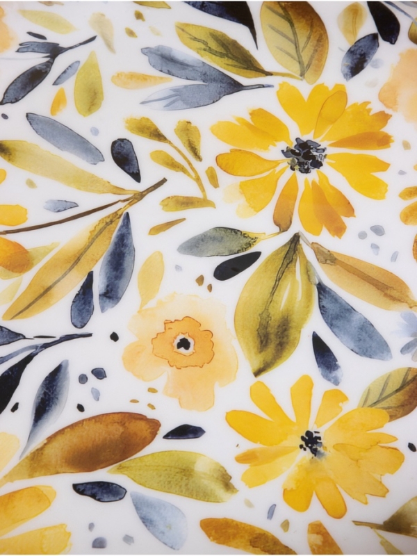 Поднос круглый с бортиками «Желтые и синие цветы», 35×35×6.5 см, дерево манго Поднос круглый с бортиками «Желтые и синие цветы», 35×35×6.5 см, дерево манго