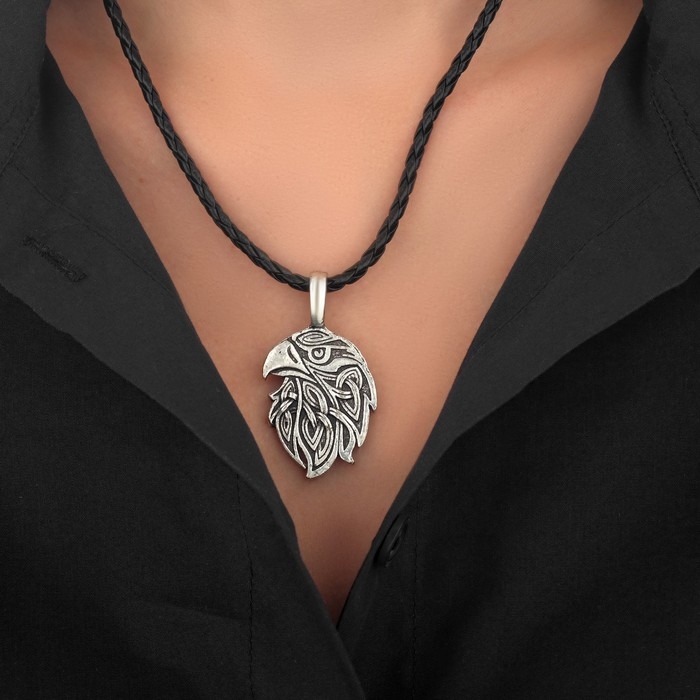 Кулон-оберег «Орёл» защитник, цвет чернёное серебро на чёрном шнурке, 60 см