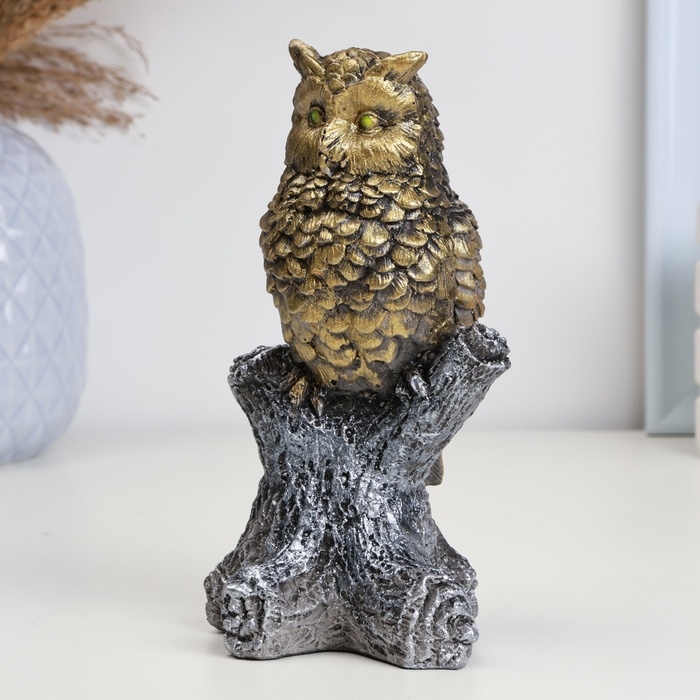 Фигура Фигура "Филин на дереве" золото, 14х8х7см