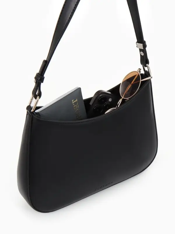 Сумка женская багет TEXTURA на молнии, 28&times;6&times;17 см, чёрная