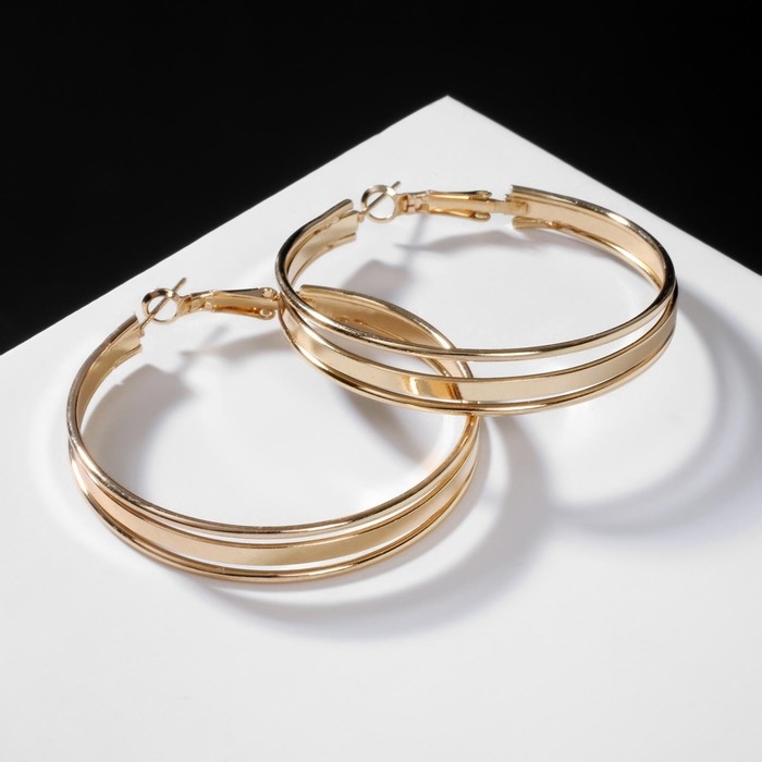 Серьги-кольца «Карма» крупная линия, цвет золото, d=4 Серьги-кольца «Карма» крупная линия, цвет золото, d=4