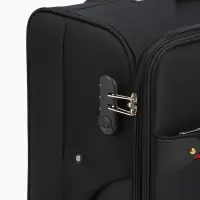 Чемодан на колёсах TEXTURA, кодовый замок, с увеличением, 42&times;26&times;68 см, 24", чёрный