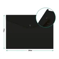 Папка-конверт на кнопке А5, 150 мкм, Calligrata "No Secret", непрозрачная, черная, микс цветные кнопки