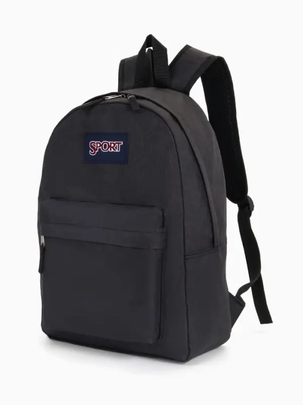 Рюкзак школьный на молнии, с карманом, размер 30&times;14&times;41 см, чёрный