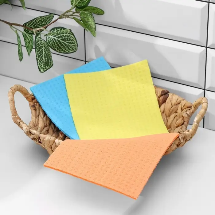 Салфетки для уборки Доляна, целлюлоза губчатая, 16.5&times;15.5 см, 3 шт.