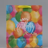 Пакет подарочный крафтовый, упаковка, &laquo;Happy birthday&raquo;, ML 27&times;23&times;11.5 см