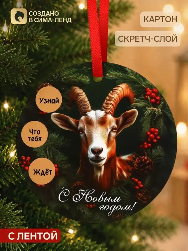 Елочная игрушка со скретч-слоем &laquo;С Новым Годом 2027&raquo;,12.4&times;14.6 см