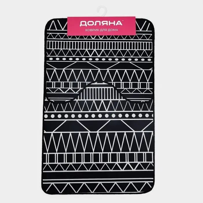 Коврики для ванной и туалета Доляна &laquo;Марокканский&raquo;, 2 шт., 50&times;80, 40&times;50 см, чёрно-белые