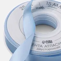 Лента атласная TEIRA, двухсторонняя, 15 мм, 25&plusmn;1 м, светло-голубая №332