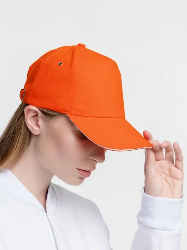 Бейсболка Classic, оранжевая с белым кантом Бейсболка Classic, оранжевая с белым кантом