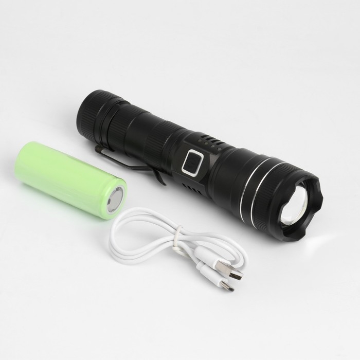 Фонарь ручной аккумуляторный, 50 Вт, 4.2 В, 3000 мАч, дальность 500 м, P50, 5 режимов, type-с   7620 Фонарь ручной аккумуляторный, 50 Вт, 4.2 В, 3000 мАч, дальность 500 м, P50, 5 режимов, type-с   7620