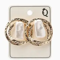 Серьги с жемчугом &laquo;Бусина&raquo;, двойной круг, цвет золото