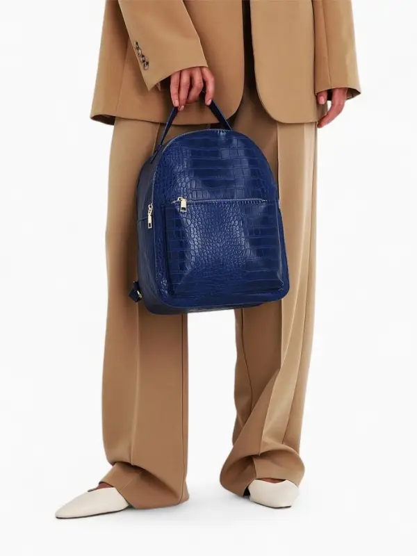 Рюкзак женский на молнии, с карманом, размер 24&times;12&times;31 см, синий