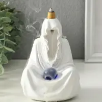 Подставка для благовоний стелющийся дым, световой "Провидец" белый, конусы 10 шт 9х9,5х14 см   10915