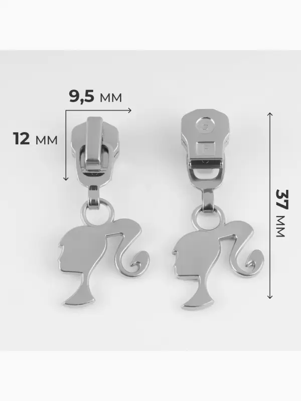 Бегунок для металлической молнии, №5, &laquo;Кукла&raquo;, 10 шт., цвет никель