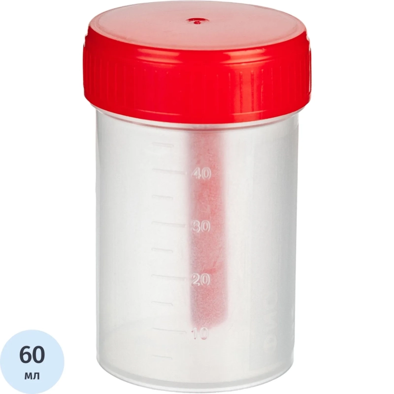 Контейнер д/сбора биопроб 60 мл н/с, со шпателем, 50 шт/уп ЕВРОКЭП