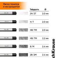 Набор карандашей чернографитных различной твердости 6 штук, ErichKrause, грифель d=2.2 мм, дерево, шестигранные, ударопрочные, серебро, в коробке