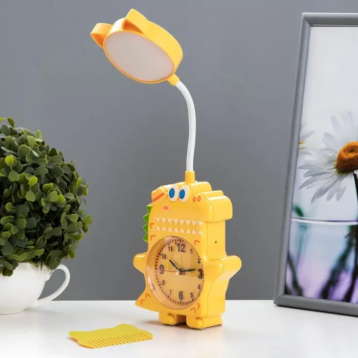 Лампа настольная RISALUX &laquo;Динозаврик&raquo;, светодиодная, 3 Вт, от батареек АА/USB, жёлтая, 4&times;12&times;35 см