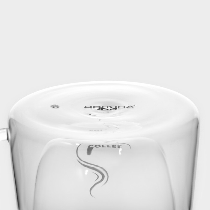 Набор стеклянных кружек с двойными стенками Доляна «Кофе», 200 мл, 13×9,5×8 см, 2 шт Набор стеклянных кружек с двойными стенками Доляна «Кофе», 200 мл, 13×9,5×8 см, 2 шт