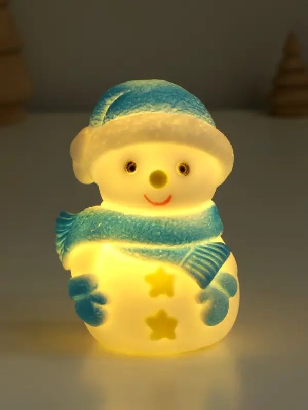 Фигурка светящаяся RISALUX «Снеговик в голубом» LED, 3хAG10 7,5х5,5х10 см