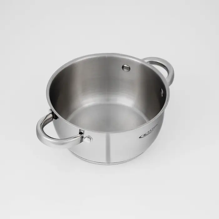 Кастрюля Катунь &laquo;Антея&raquo;, 2 л, d=18 см, с крышкой, капсульное дно, индукция, нержавеющая сталь, AISI - 201, хромированная