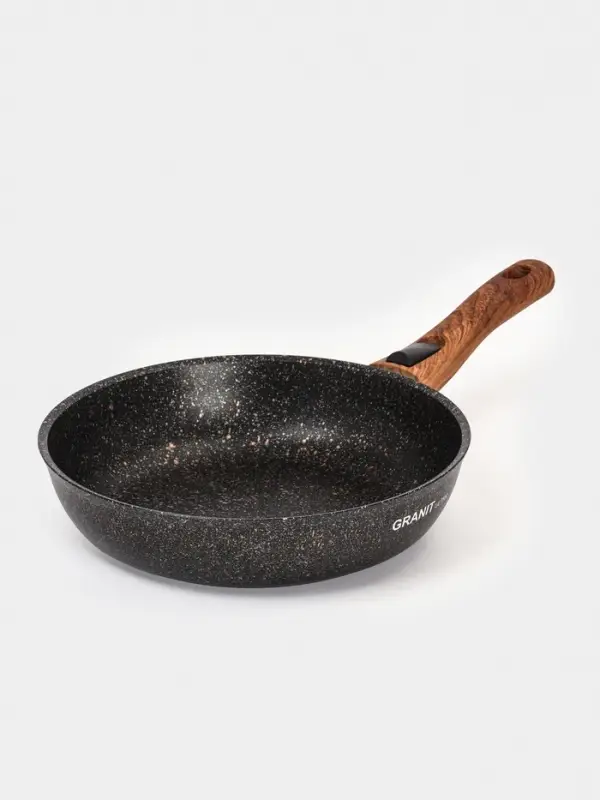 Сковорода KUKMARA Granit ultra original, d=26 см, съёмная ручка, антипригарное покрытие, литой алюминий, чёрная