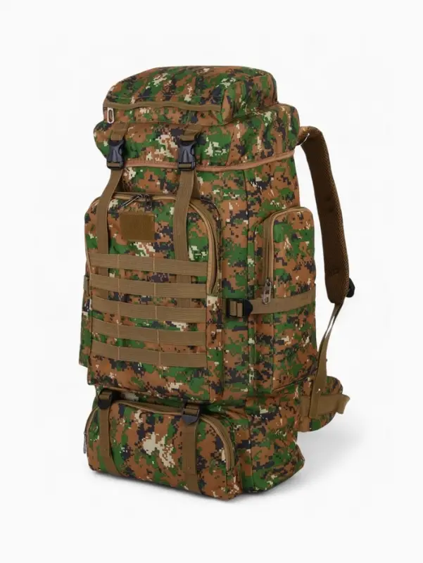 Рюкзак тактический туристический Adventure, 70 л, с карманами, расцветка пиксели, зелёный