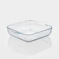 Форма для запекания Paşabah&ccedil;e Borcam, 2 л, 25.6&times;22 см, с крышкой, квадратная, жаропрочное стекло, прозрачная