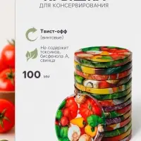 Крышка для консервирования Komfi «Калейдоскоп», ТО-100, жесть, винтовая, лак, литография, фасовка 15 шт., разноцветная