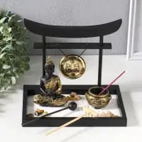 Сад Дзен "Будда у гонга" песок+камни+аромапалочки+свеча 16х22х19 см