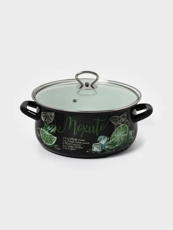 Кастрюля эмалированная &laquo;Мохито&raquo;, 4 л, d=26.1 см, с крышкой, чёрная