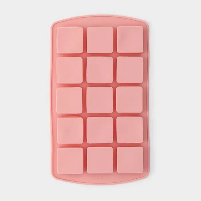 Форма для льда и заготовок Доляна &laquo;Кьюб&raquo;, силикон, 20&times;11.5&times;1.5 см, 15 ячеек, персиковый, розовый