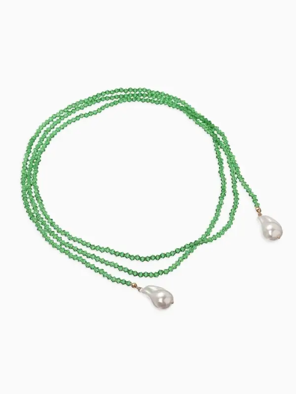 Бусы бисерные с подвесами жемчуг &laquo;Нить стекла&raquo;, L=120 см, №2, зелёные