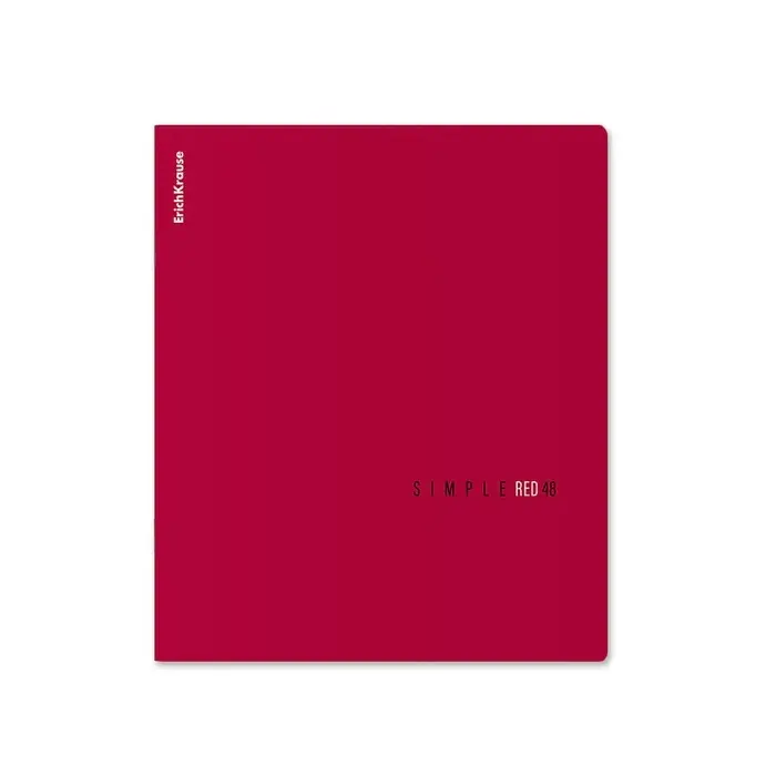 Тетрадь 48 листов в клетку ErichKrause Simple Color, софт-тач, красная