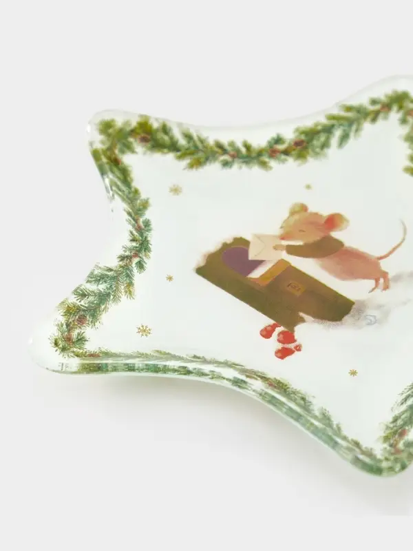 Блюдо сервировочное звезда "Новогодние зверята" 15 см