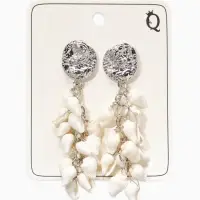 Серьги "Морской мир" ракушечки маленькие, цвет белый в серебре